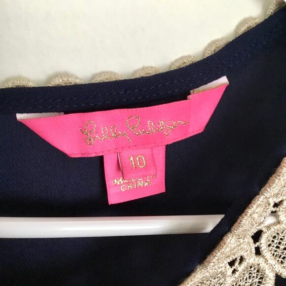 Lilly Pulitzer Nala Lace Soft Shift Sleeveless Dress True Navy Size 10 - Picture 5 of 8